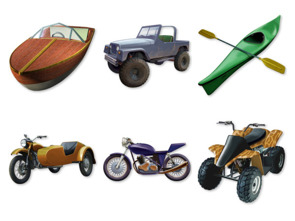 怀旧风格交通工具图标png