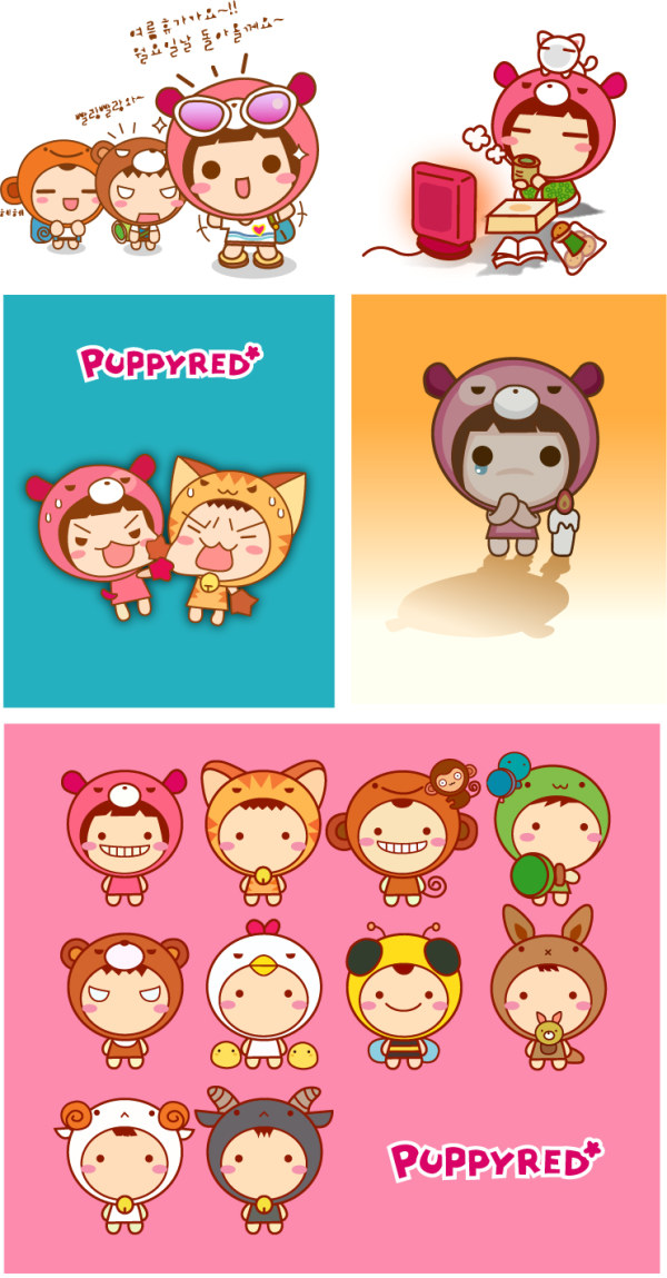 韩国puppyred娃娃矢量素材