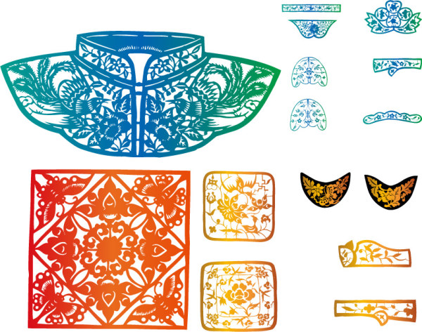 &nbsp;古典服饰花纹元素矢量素材