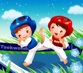 儿童跆拳道运动矢量素材2