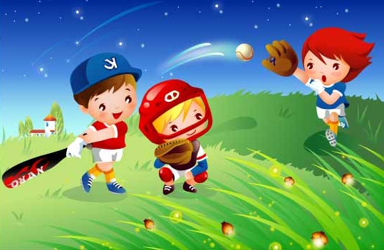 儿童棒球运动矢量素材2