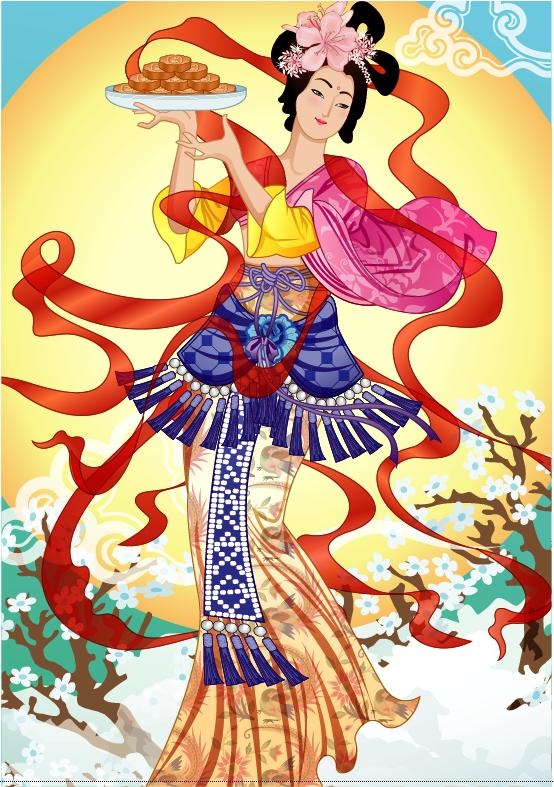 中秋嫦娥仙女矢量素材-7