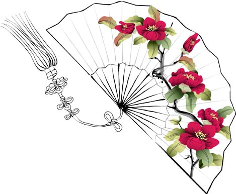 国画折扇矢量素材