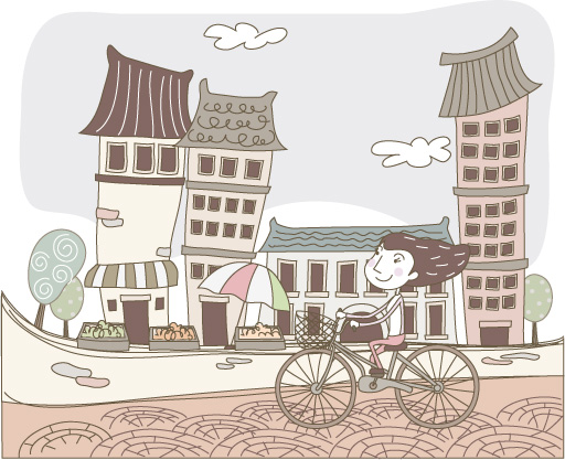 可爱线条插画矢量素材-9