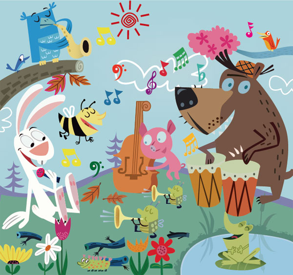 动物音乐会矢量素材