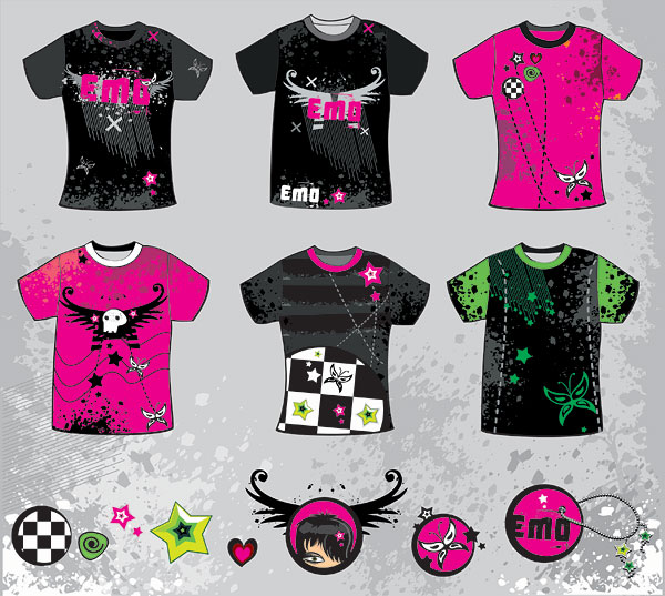 潮流设计T-shirt矢量素材