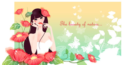 超漂亮女性花纹矢量素材！