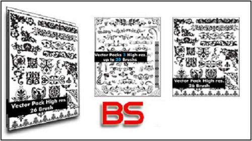 3款花纹、花边、装饰图案套装笔刷