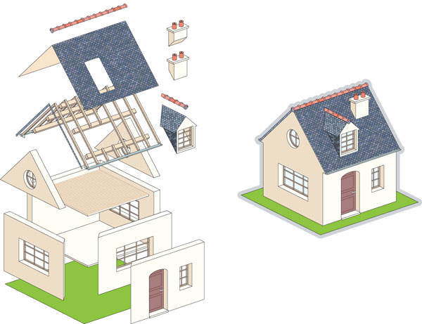 房子分拆图矢量素材