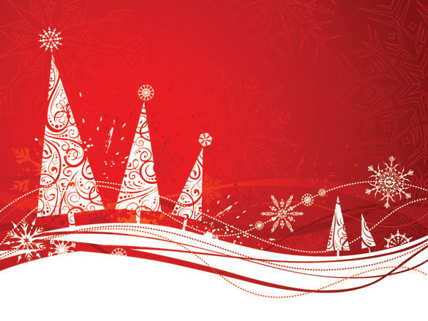 简约圣诞树雪花矢量素材