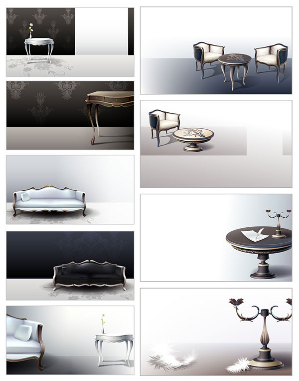 欧式古典家居物品矢量素材-2