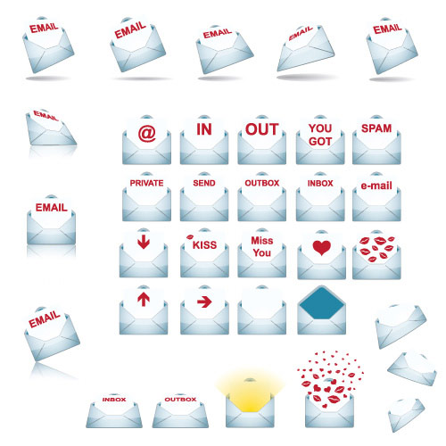 各种状态的信封矢量素材