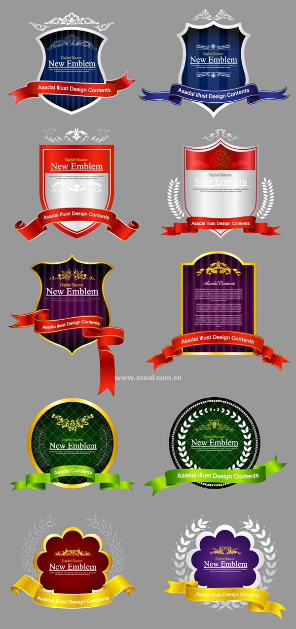 10款精美形状标签丝带矢量素材