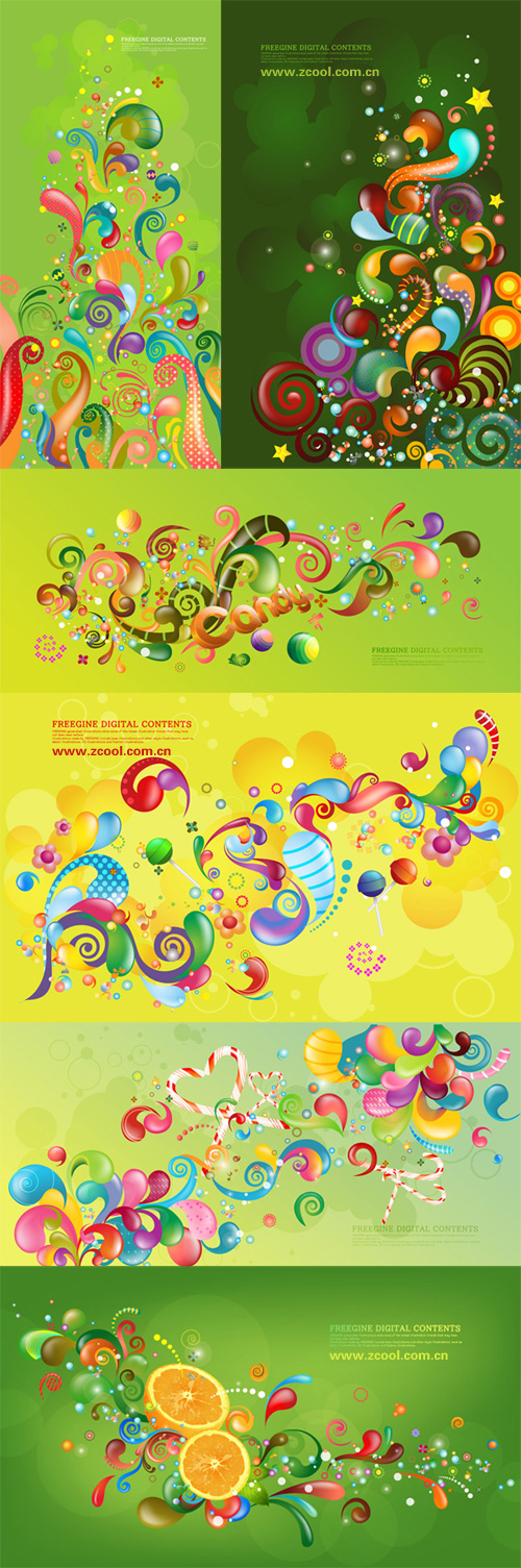 潮流缤纷矢量图案系列&mdash;&mdash;绿色（6P）