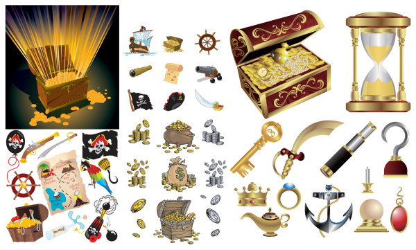 海盗宝藏系列矢量素材