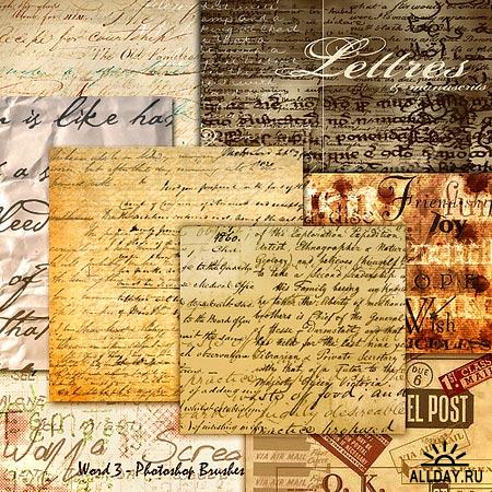 高清晰欧美旧书信PS笔刷集（共10款）