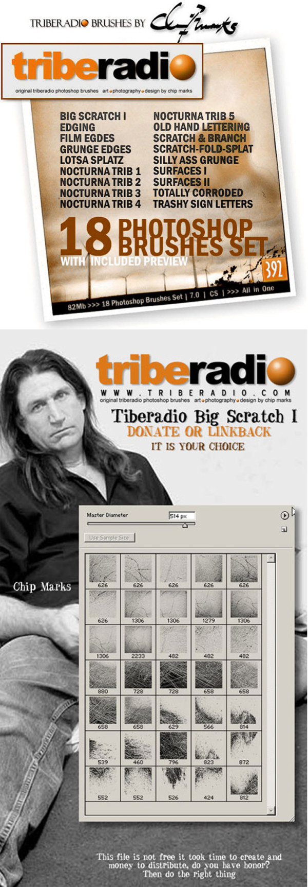 Ron's&nbsp;&nbsp;公司出品的高清晰Triberadio笔刷集之一&nbsp;（Big&nbsp;&nbsp;Scratch&nbsp;Ⅰ）