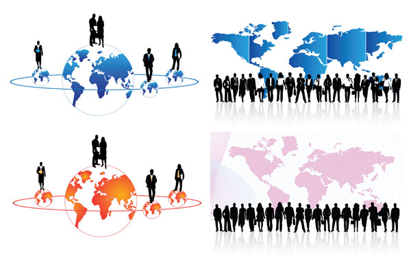 地球世界地图白领矢量素材