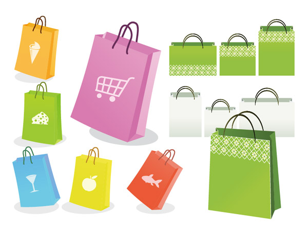 五颜六色的手挽袋矢量素材