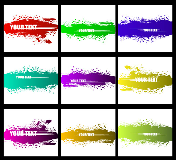 五颜六色的笔触墨迹矢量素材