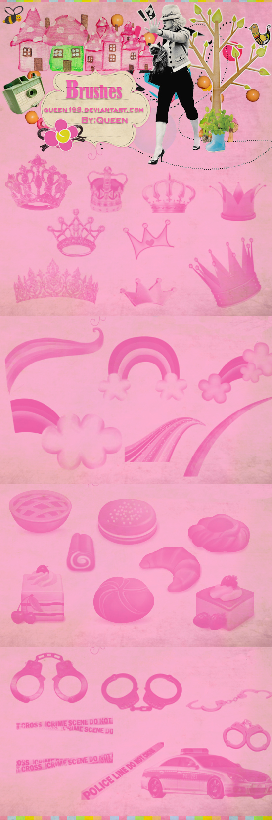 高清晰皇冠、童话天空、蛋糕、警具PS笔刷