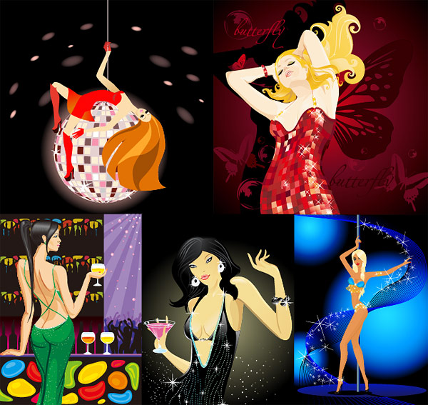 夜点时尚女性矢量素材