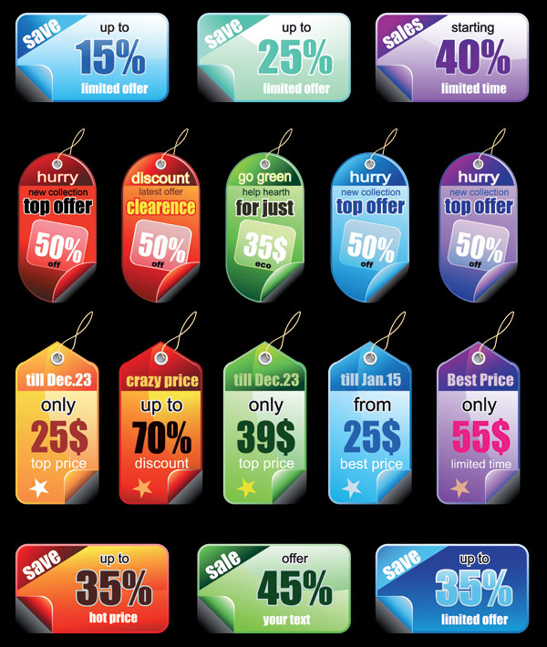高质感的销售打折装饰图标矢量素材