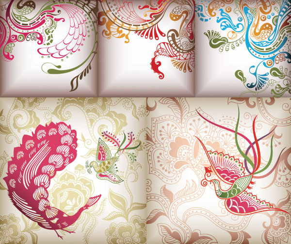 凤凰花纹矢量素材