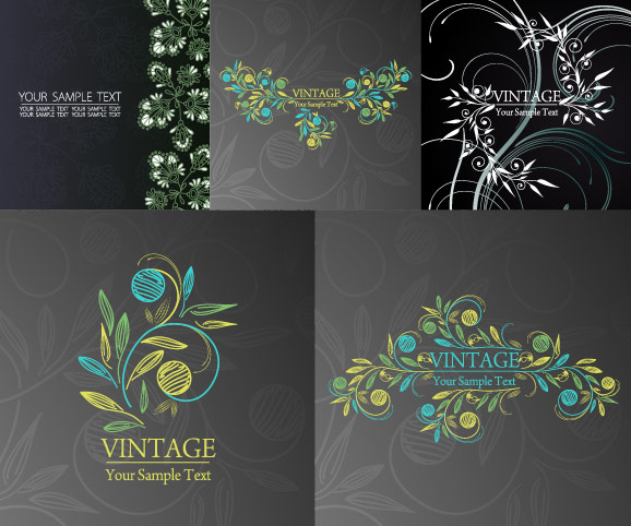 手绘风格花纹矢量素材-2