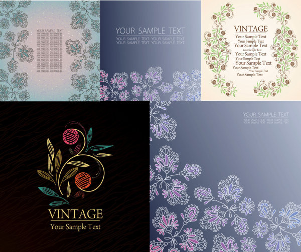 手绘时尚花纹矢量素材 