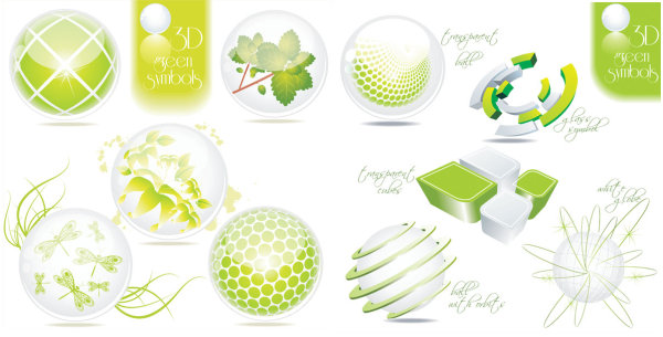 绿色立体图案矢量素材