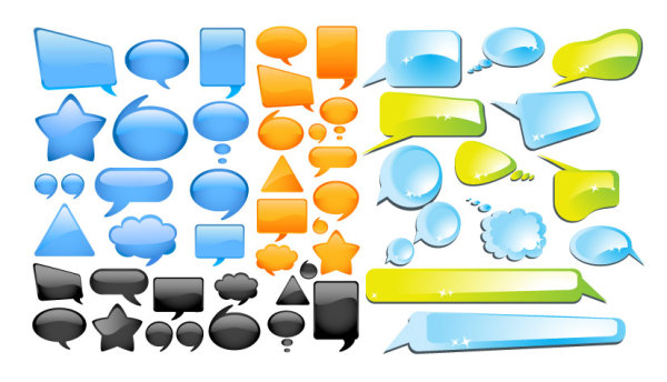 五颜六色水晶风格对话框矢量素材