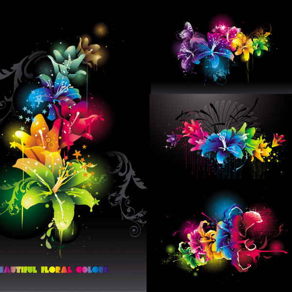 潮流花朵素材矢量素材