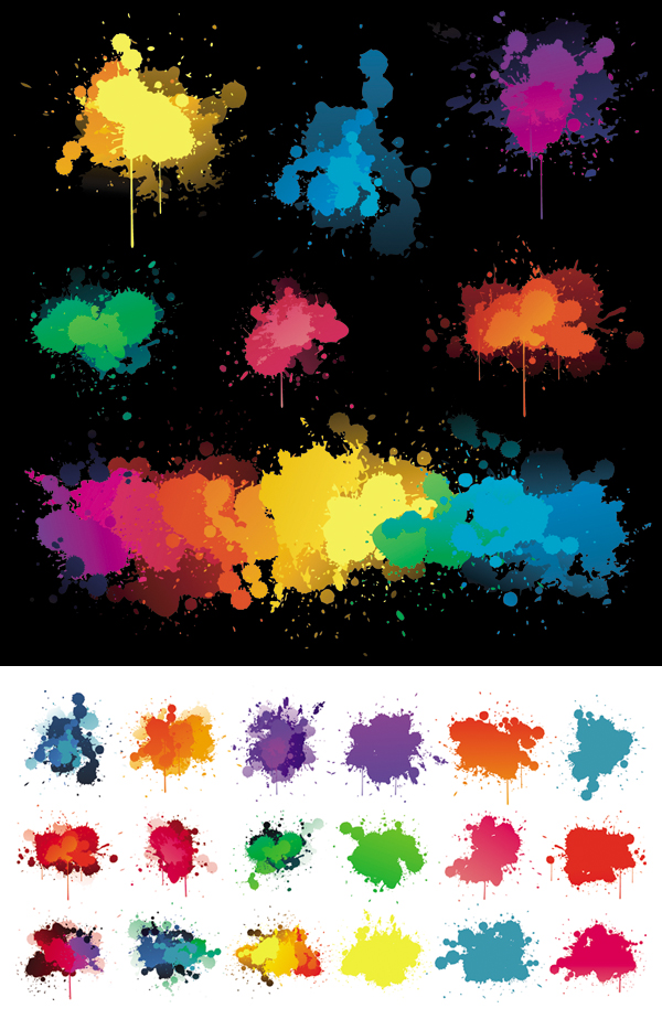 {潮流喷溅墨滴}矢量素材