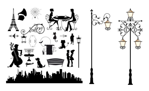 城市街头主题矢量素材