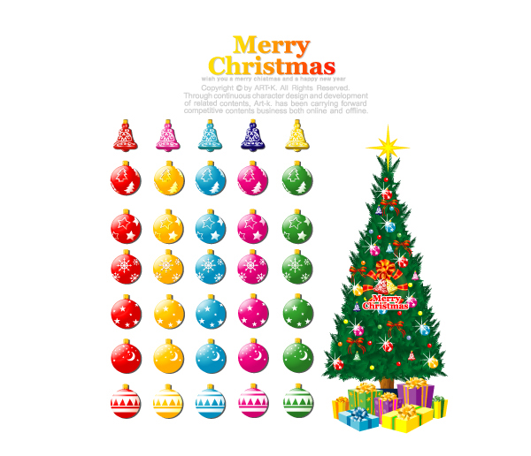 {圣诞树彩球}矢量素材