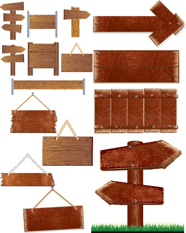 木质指示标牌&mdash;矢量素材