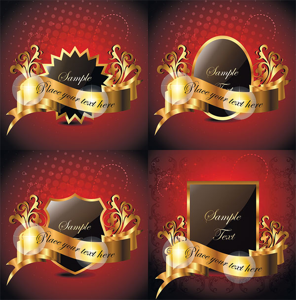 金色图形花纹丝带矢量素材