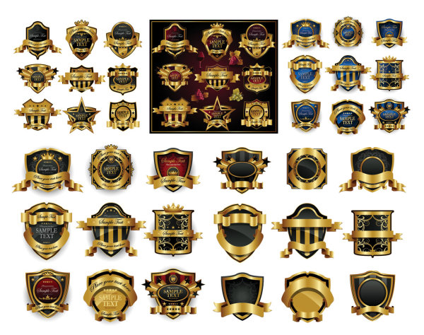 欧式华丽label矢量素材