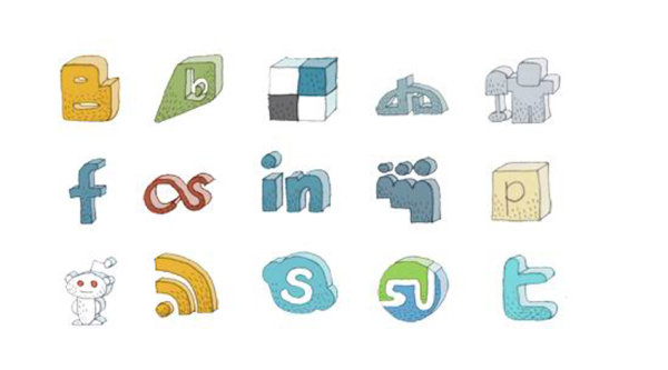 手绘卡通风格图标