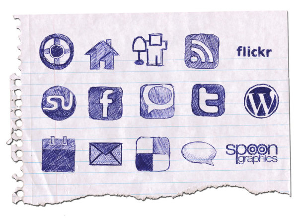 圆珠笔手绘涂鸦博客常用图标