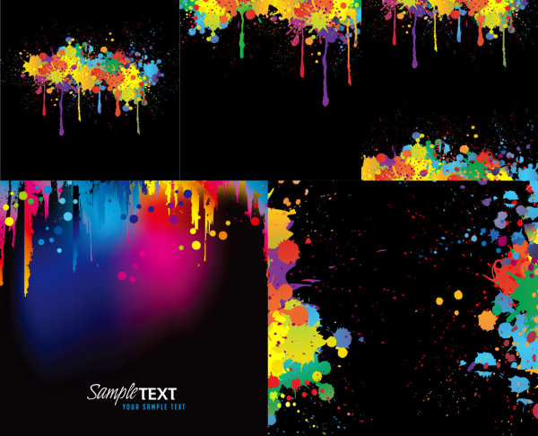 五颜六色的墨迹矢量素材