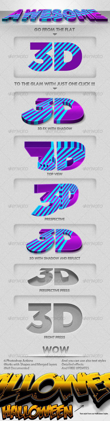 3D立体字ps动作(含psd素材)