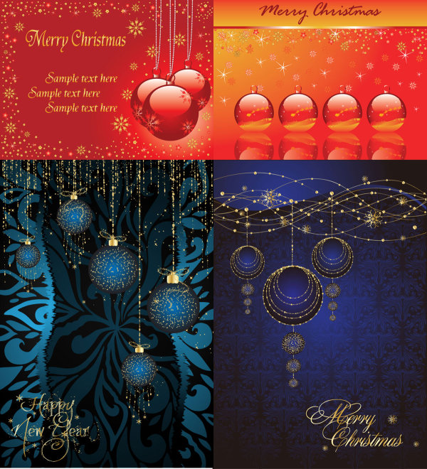 璀璨的圣诞彩球&mdash;&mdash;矢量素材