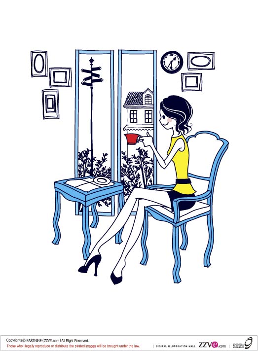 简单绘画女性矢量