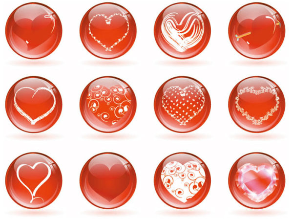 华丽爱心图标&mdash;&mdash;矢量素材