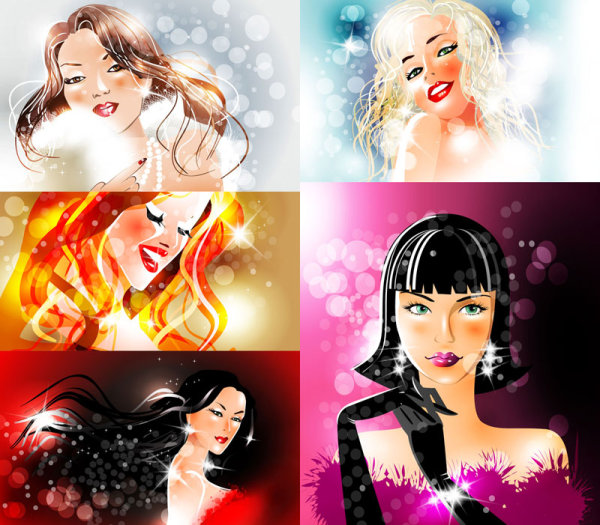 璀璨的星光美女&mdash;&mdash;矢量素材