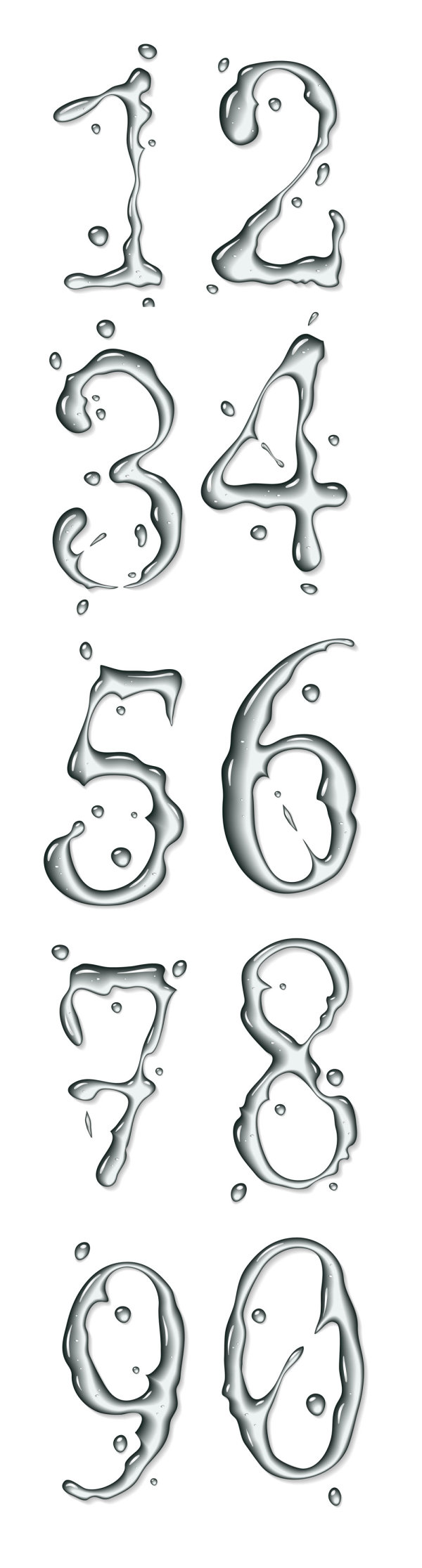 水滴数字&mdash;&mdash;矢量素材