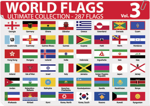 各国或地区国旗和区旗矢量素材-3