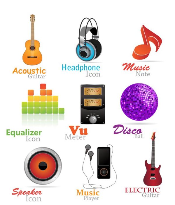 时尚音乐图标矢量素材